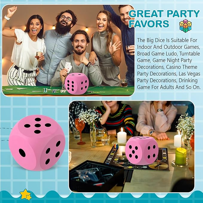 Shappy 6 Inches Foam Dice Fun Filled Large Educational Toy Kawaii Giant Dice Decorative Eva Foam Jumbo Cube Big Square Building Blocks for Game Nights Learning Sessions(Pink,1 Pc)