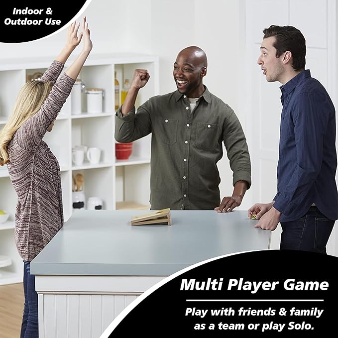 Tabletop Coin Bouncing Party Game | Desktop Cornhole Game Set | 2+ Players, All Ages