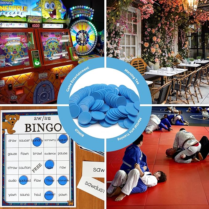 Set of 100 Opaque Plastic Learning Counters Mini Poker Chips Game Tokens with Storage Box (Deepsky Blue, 1.58 Inch)