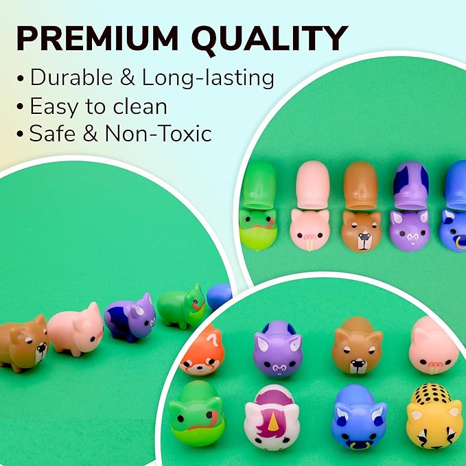 Entervending Farm Animal Figurine Toys in Capsule - 50 Pcs -1.1 Inch Plastic Capsules with Assorted Pets & Animals Mini Figurines for Kids - Easter Basket Stuffers - Toy Vending Machine Refill