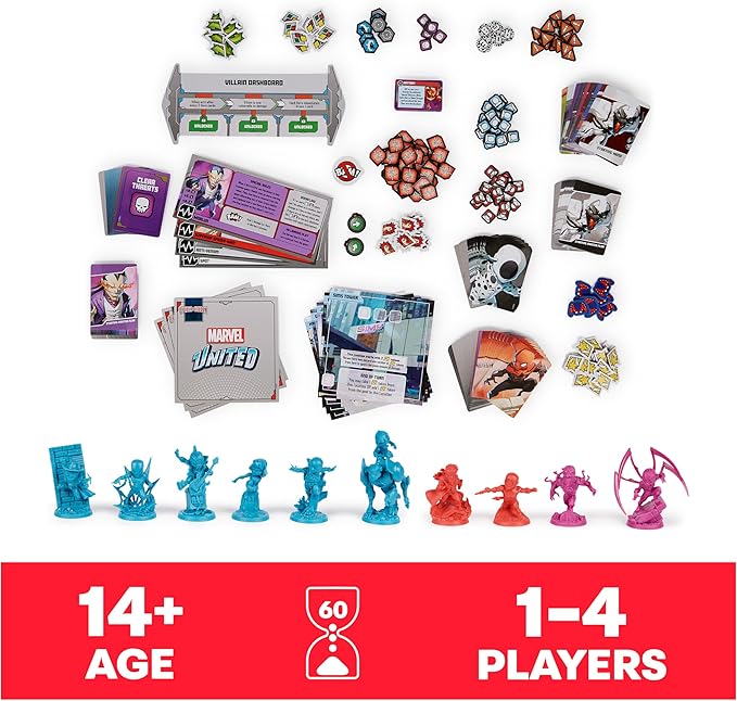 Spin Master Games, Marvel United: Spider-Geddon, Strategy Board Game, Collectible Spider Man Figurines, for Fans of Marvel Rivals & Action Movie Toys, 1-4 Players, for Ages 14 & Up