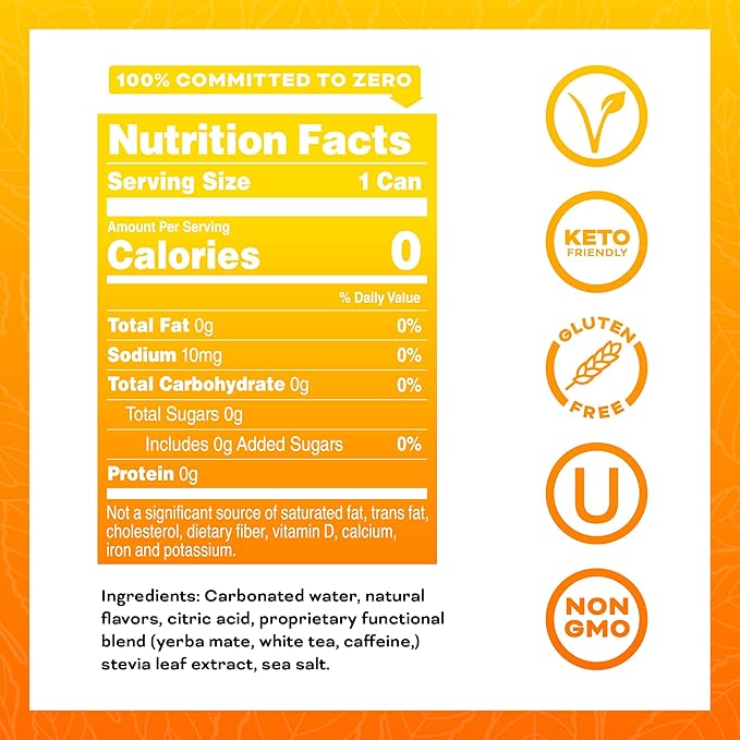 Yerbaé Mango Passion Fruit Functional Energy Drink - 0 Sugar, 0 Calories, 0 Carbs. Yerbae is Energized by Yerba Mate, Plant-Based, Healthy Alternative to Sugary Energy Beverages, 16oz cans (12 Pack)