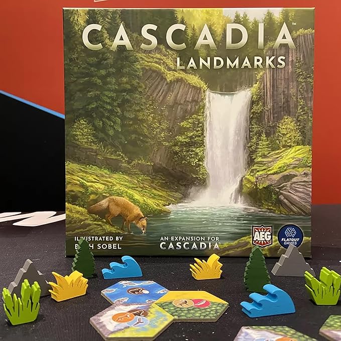 AEG & Flatout Games | Cascadia: Landmarks - Expansion for Award-Winning Board Game, Cascadia | Easy to Learn | Quick to Play | Ages 10+ | Adds 5th & 6th player