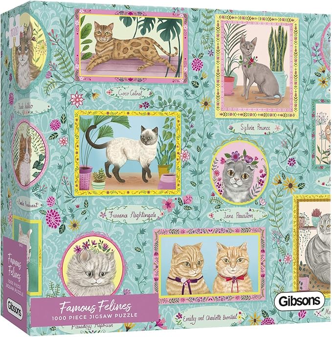 Famous Felines 1000 Piece Jigsaw Puzzle | Sustainable Puzzle for Adults | Premium 100% Recycled Board | Great Gift for Adults | Gibsons Games