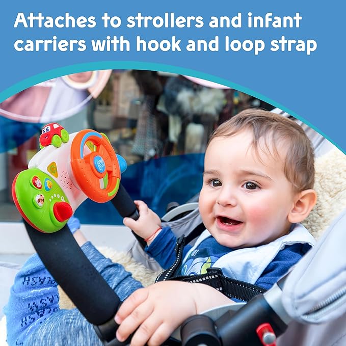 My First Baby Stroller Toy, Toddler Steering Driving Wheel, Car Seat Educational Learning Driver Toys, Pretend Drive Dashboard, Infant Baby Preschool Gift 6 7 8 9 10 11 12 Month 1 Year Old