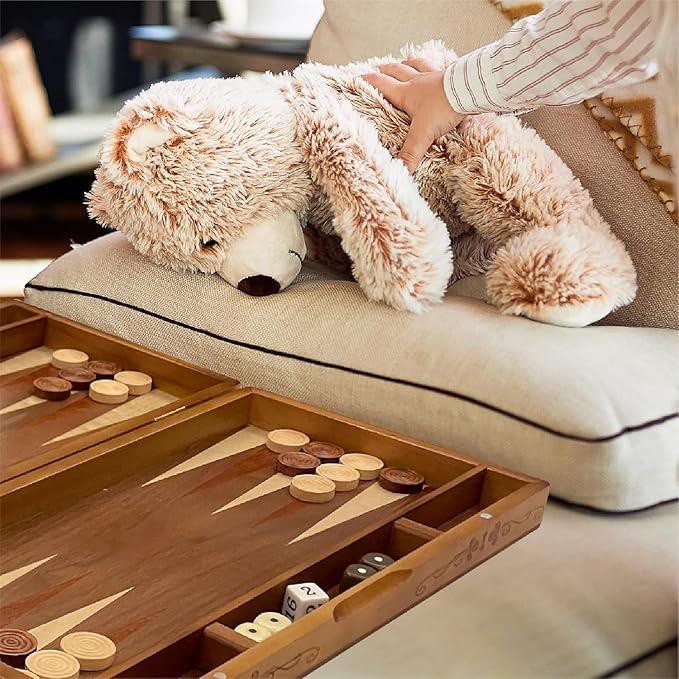 Wooden Inlaid Backgammon Set, Classic Strategy Board Game Case 15.7" Large Size, Backgammon with Checkers Pieces for Adults and for Children