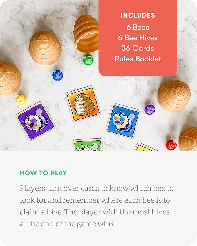 SimplyFun Bee Alert - A Matching Game for Kids That Tests Your Memory and Patience While Learning How to Take Turns - Educational Learning Game - 2 to 5 Players - for Kids Ages 5 & Up