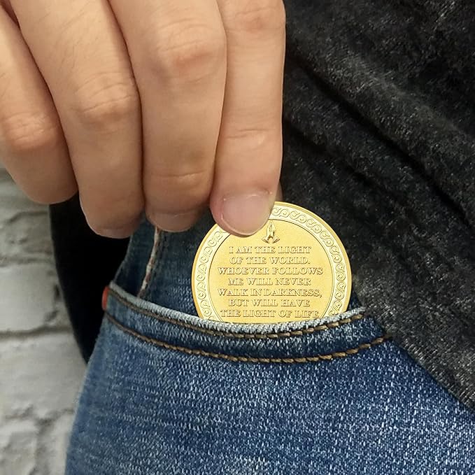 Jesus and Angels Divine Messenger Religious Coin Inspirational Bible Verse Medallion Faith-Based Gifts for Spiritual Encouragement for Men & Women