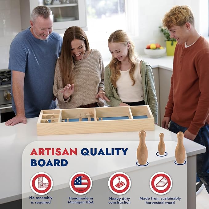 Carrom Skittles Game – Large Board Games for Adults & Children – Wooden Family Board Games for Family Night – Indoor and Outdoor Games for Family