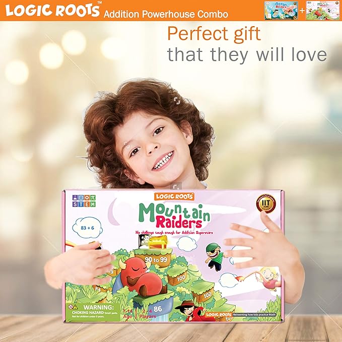 Addition Games - Pack of 2, Mountain Raiders and Ocean Raiders, Math Board Games and STEM Toys for 5- 9 Year Olds, Educational Gift for Kids, Homeschoolers, Kindergarten and Up