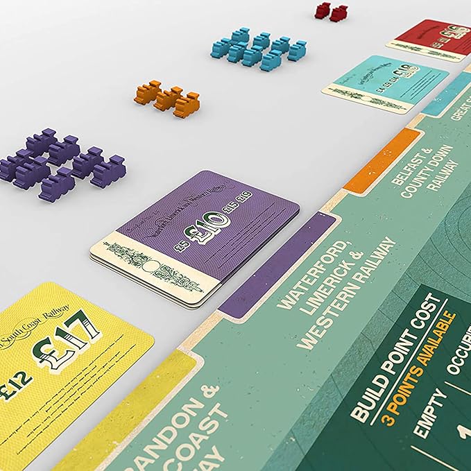 Irish Gauge, Strategy Board Game, Game of Building Railroads Across Ireland, 60 Minute Play Time, 3 to 5 Players, Ages 15 and Up