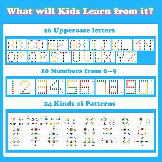 Magnetic Letters and Numbers Set for Toddlers - Magnet Drawing Doodle Board with Beads and 2 Pens, Magnetic Dot Art, Preschool Learning ABC Math for 3 4 5 Years Old Girls Boys