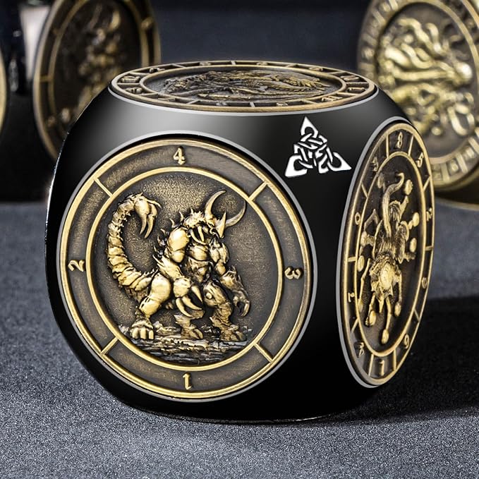 7 in 1 Spinner DND Dice Set D&D, Metal D and D Dice with Gift Box, Dungeons Dragons Role Playing Dice, Black Bronze