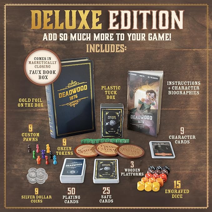 Facade Dark Cites Series Board Game of Strategy, Deceit, and Luck - Card Game for Teens Adults and Family - Deluxe Deadwood 1876