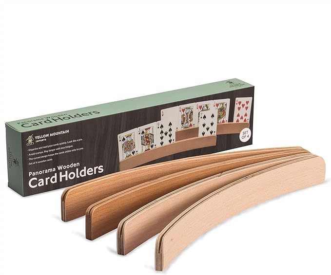 Yellow Mountain Imports Panorama Wooden Playing Card Holders/Racks - Set of 4 Card Organizers