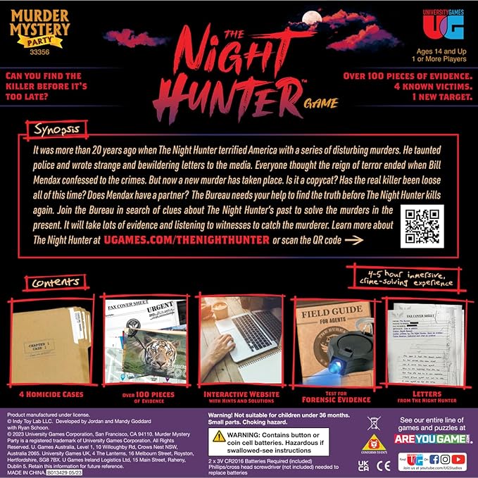 Murder Mystery Party | The Night Hunter, Can You Catch The Killer Before It's Too Late? Murder Mystery Party Game, for Ages 14+