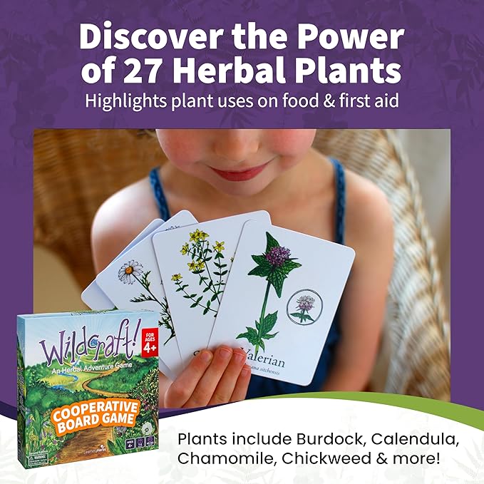 Wildcraft! an Herbal Adventure Game/Family Game: Cooperative Board Games for 4+ Year Olds Learn 25 Herbs – Coop Board Games/Educational Games w/Learning Tools, incl. Plant Guide & Coloring Book