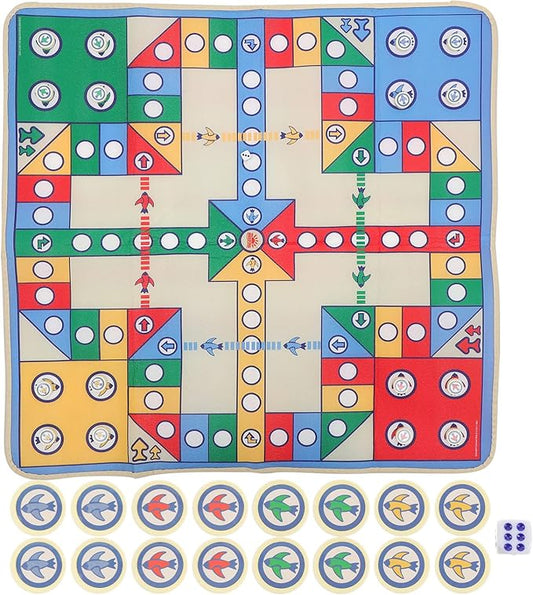 NUOBESTY Flying Chess Carpet Mat Rug Kids Crawling Cushion Blanket Family Party Board Game with Plastic Chess Pieces for Parent-Child Game 90 x 90cm (Random Color)