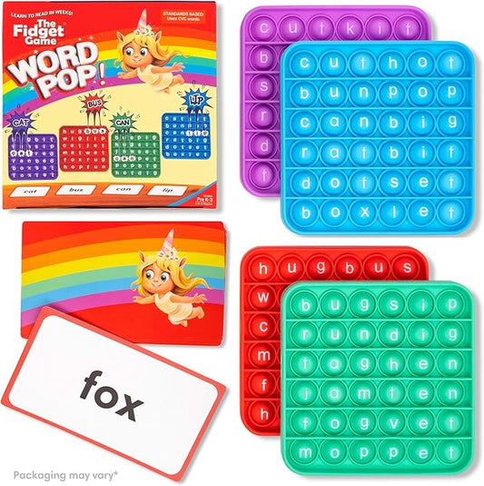 THE FIDGET GAME Word Pop, CVC Words - Learn to Read in Weeks - Multisensory Reading & Phonics Interactive Game Ideal for Pre Kindergarten to 1st Grade (Packaging May Vary)