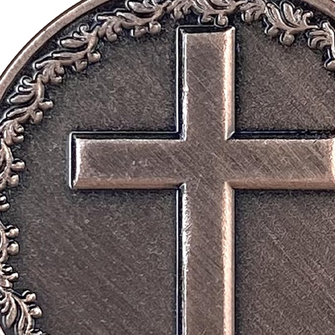 Cross with Wreath Religious Challenge Coin - Inspirational Collectible, High Relief Design, Symbol of Faith and Spiritual Growth, Christian Amulet