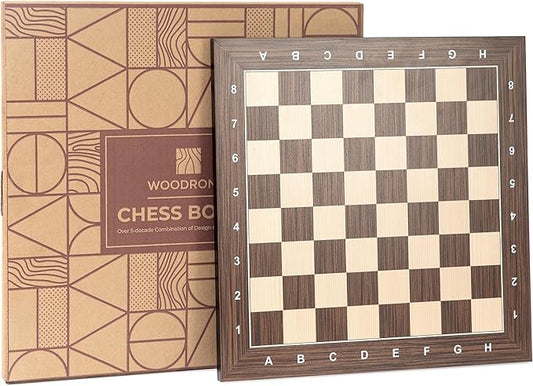 Woodronic 16" Chess Board, Cassia Siamea and Maple Wooden Tournament Chessboard with 1.6" Squares, Ideal Gifts for Professional Chess Players