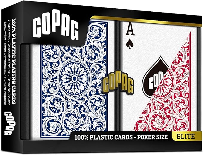 Copag 1546 Design 100% Plastic Playing Cards, Poker Size (Standard) Red/Blue (Regular Index, 6 Sets)