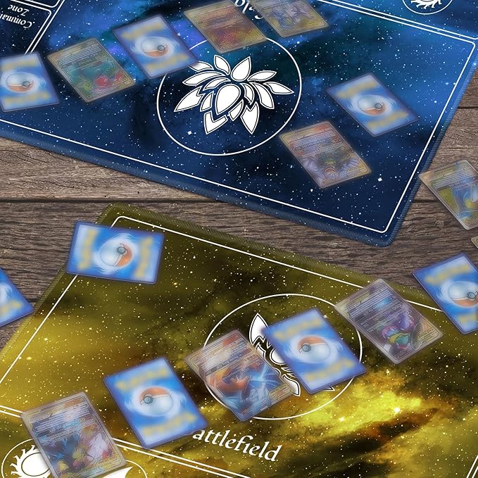 MTG Playmat Stitched with Magic Zone for MTG Card Game Playing, Commander Board Game Desk Mat Duel Mat Card Battles Binder Deck 24x14inches for Beginner, Galaxy Blue Mana