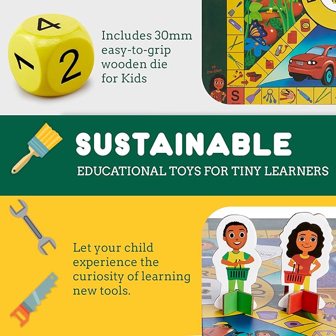 Roll-for-A-Tool Board Game, Kids Board Games, Fun Board Games for Family Night, Educational Board Games for Kids, Sturdy Foldable Game Board, 2-4 Players, Ages 4 & Up