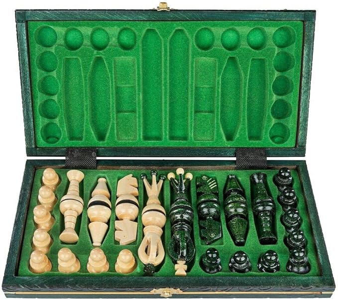 Chess and games shop Muba Wooden Chess Set Paris Apple Wooden International Board Vintage Carved Pieces - 14 inches