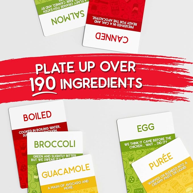 Blue Wasatch Games Plate It Up - A Foodie Party Game | Mix Ingredients and Make Crazy Dishes | Includes Over 350 Foods and Fun Scenarios | Ages 8+ | 3-6 Players | 20 Min to Play