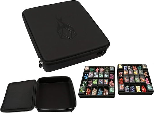 Forged Dice Co. Double Dice Tray Dice Case - Holds 40 Plastic Dice Storage Cubes or 14 Dice Per Section up to 560 Total Dice - Dice Tray and Display Case Compatible with Chessex Cubes and DnD Dice