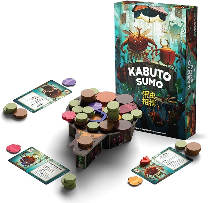 Kabuto Sumo: Bug Wrestling - Board Game - Dexterity Game - 2 to 4 Players - 15-20 Minutes Play Time
