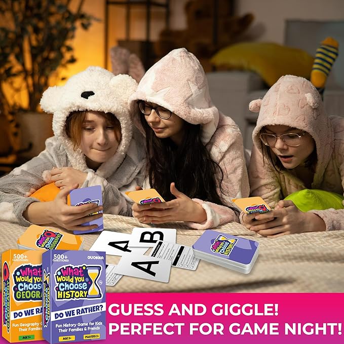 QUOKKA Board Game for 8-12 Year Olds - 4 Set - Family Card Game for Kids Ages 6-8 - What Would You Choose - Do Family Rather? - Pick Your Answer - Get to Know Your Families