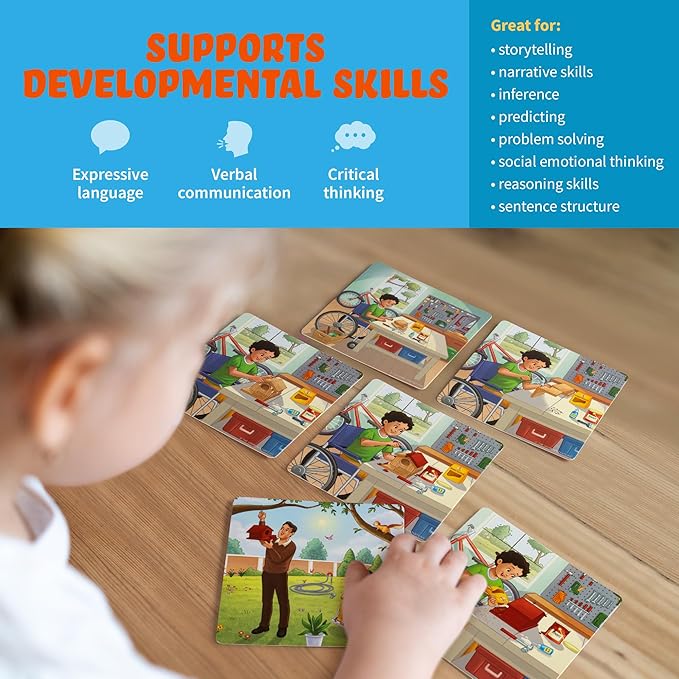 SPARK INNOVATIONS Sequencing Cards, Speech Therapy, Autism Therapy, SEL, Problem Solving, Social Skills, Picture Cards, ESL, English Language Learners (Set 2)