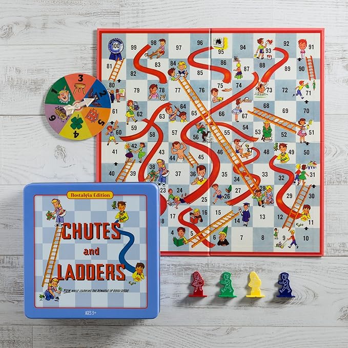 WS Game Company Chutes and Ladders Nostalgia Edition Board Game in Collectible Tin
