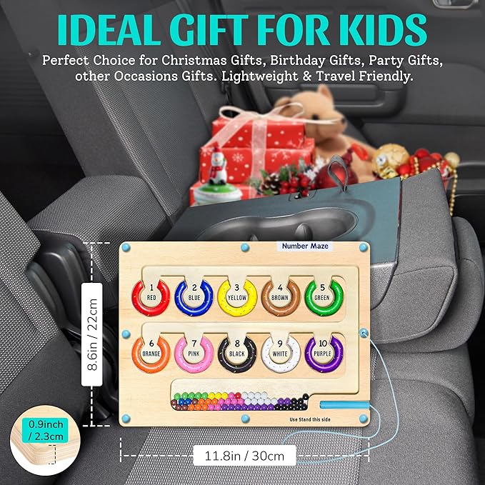 2 in 1 Double Side Magnetic Color and Number Maze, Montessori Alphabet Maze Board Toddlers toys for 3+ years old, Magnet Puzzle Learning Counting Color Matching Toy Gifts for kids Girls Boys