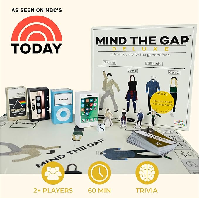Spin Master Games, Mind The Gap Deluxe Trivia Game, Board Game for All Generations on Thanksgiving, Friendsgiving, Birthdays & Family Nights, 2-12 Players, for Ages 10 & Up