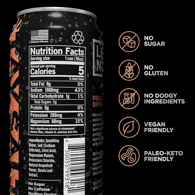 Drink LMNT Sparkling Electrolyte Drink - Grapefruit Salt | 12-Count