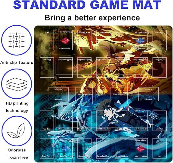 Card Rubber Mat - 2 Player, Square playmat for Gamer 60x60cm/23.6x23.6inch