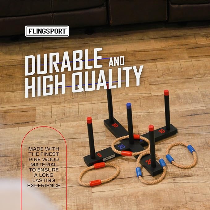 Ring Toss Game, Incl. 6 Double Beaded Rings & Carry Case Outdoor Lawn Games for Kids, Adults & Family, Backyard Camping Sports Activities, Best Party Gifts for Teens, Boys & Girls Ages 8-12+ Years Old