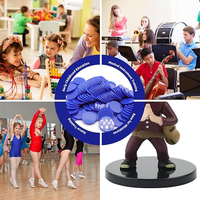 Set of 100 Opaque Plastic Learning Counters Mini Poker Chips Game Tokens with Storage Box (Blue, 1.58 Inch)