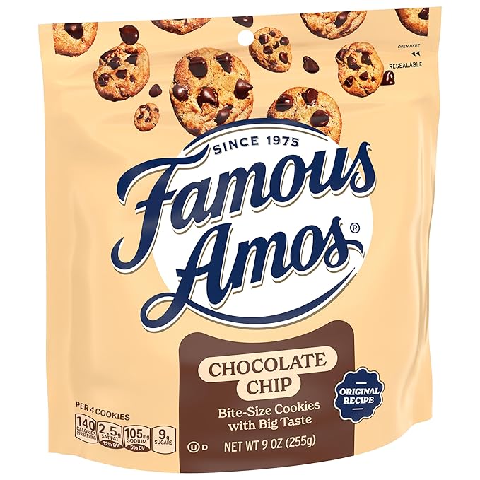 Famous Amos Classic Chocolate Chip Cookies, 9oz Bag (Pack of 8)