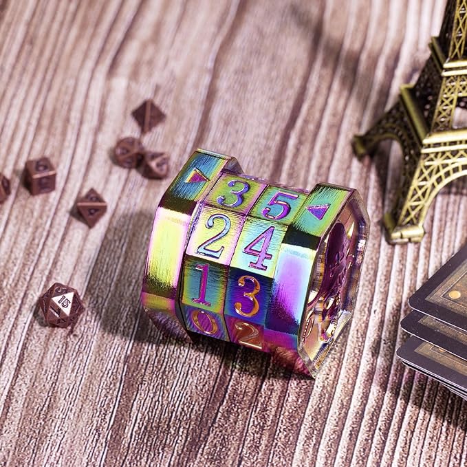 MTG Life Counter Wheel Metal Life Counter MTG Tracker, Mini Dice Set, Gift Box Packaging for Cards, MTG Compatible Board Games, DND Game Accessories (Colorful)