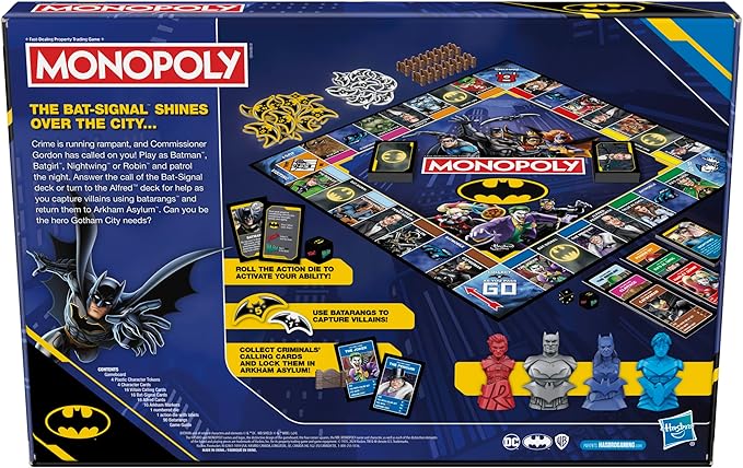 Monopoly Batman Edition Board Game | Monopoly Game for Batman Fans | Ages 8 and Up | 2 to 4 Players | Family Games | Strategy Games for Kids and Adults (Amazon Exclusive)