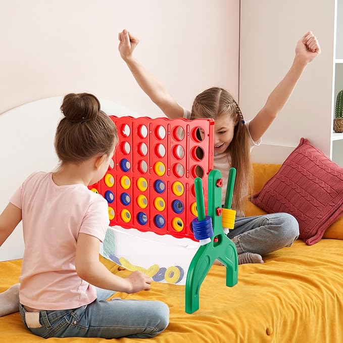 1.9 Feet Giant 4 in A Row Game, Large 4-to-Score Connect Game Set for Kids and Adults Yard/Lawn/Camping/Beach Outdoor Games, Indoor Family Kids Friends Party Game
