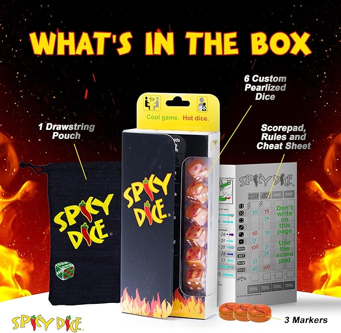 Orange: The Ultimate Family Dice Game – Pearlized Colored Dice with Cheat Sheet and Silkscreened Pouch for Strategic Fun and Unforgettable Game Night Excitement!