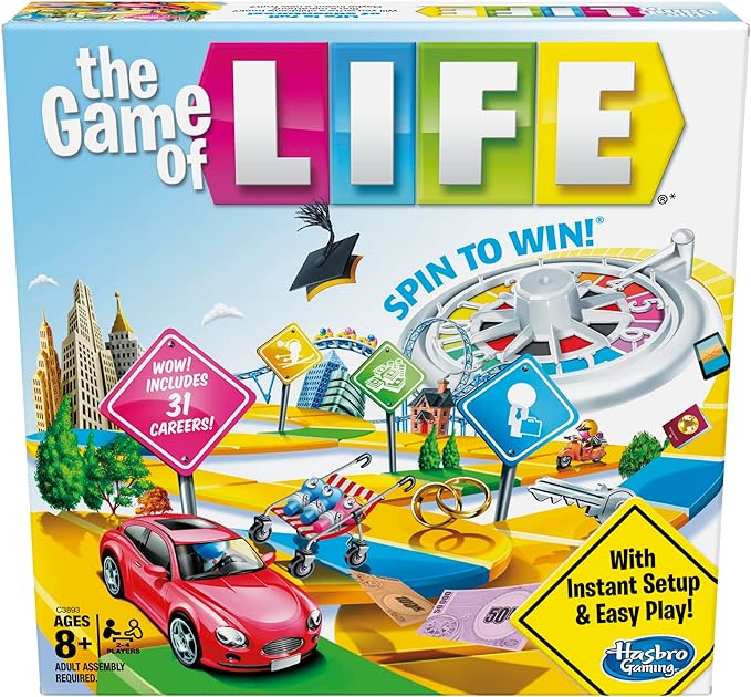 Hasbro Gaming The Game of Life Board Game, Family Games for Kids Ages 8+, Includes 31 Careers, Family Board Games for 2-4 Players, (Amazon Exclusive)