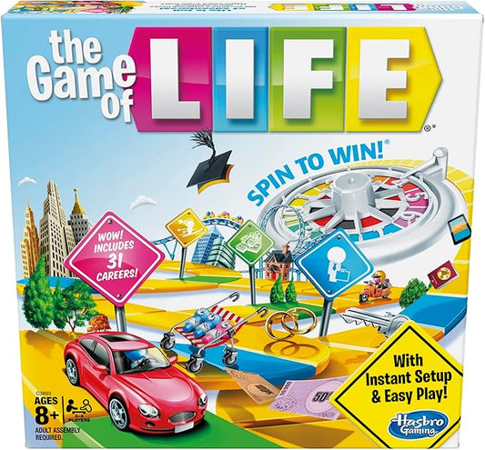 Hasbro Gaming The Game of Life Board Game, Family Games for Kids Ages 8+, Includes 31 Careers, Family Board Games for 2-4 Players, (Amazon Exclusive)