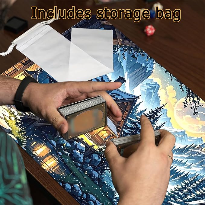 MTG Playmat- Stitched Edges Forest TCG Playmat-Non-Slip Landscape Play Mat Smooth Surface Rubber Base Board Game Mousepad 24x14 inches for Trading Card Game Playing with Storage Bags