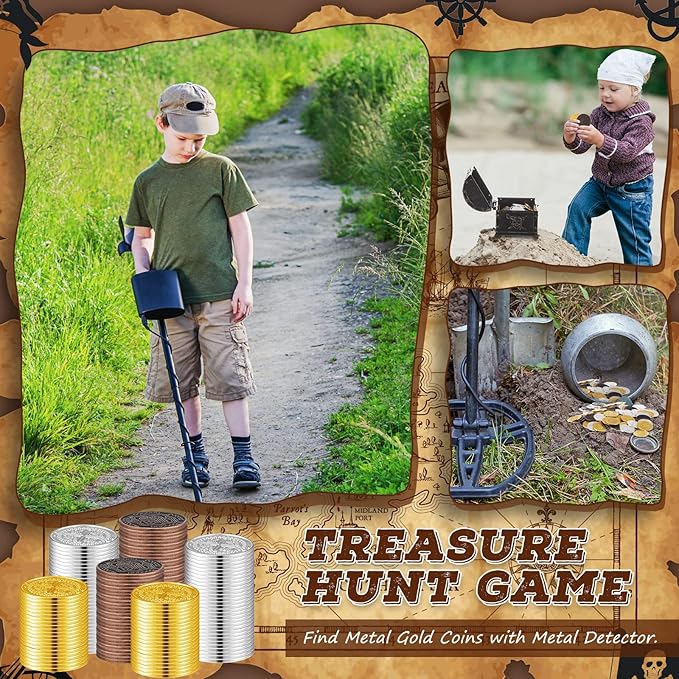 Hanaive 100 Pcs Metal Pirate Coins Treasure Chest Spanish Doubloon Fake Coins Tokens for Kids Board Games Pirate Party Cosplay (Classic Style)